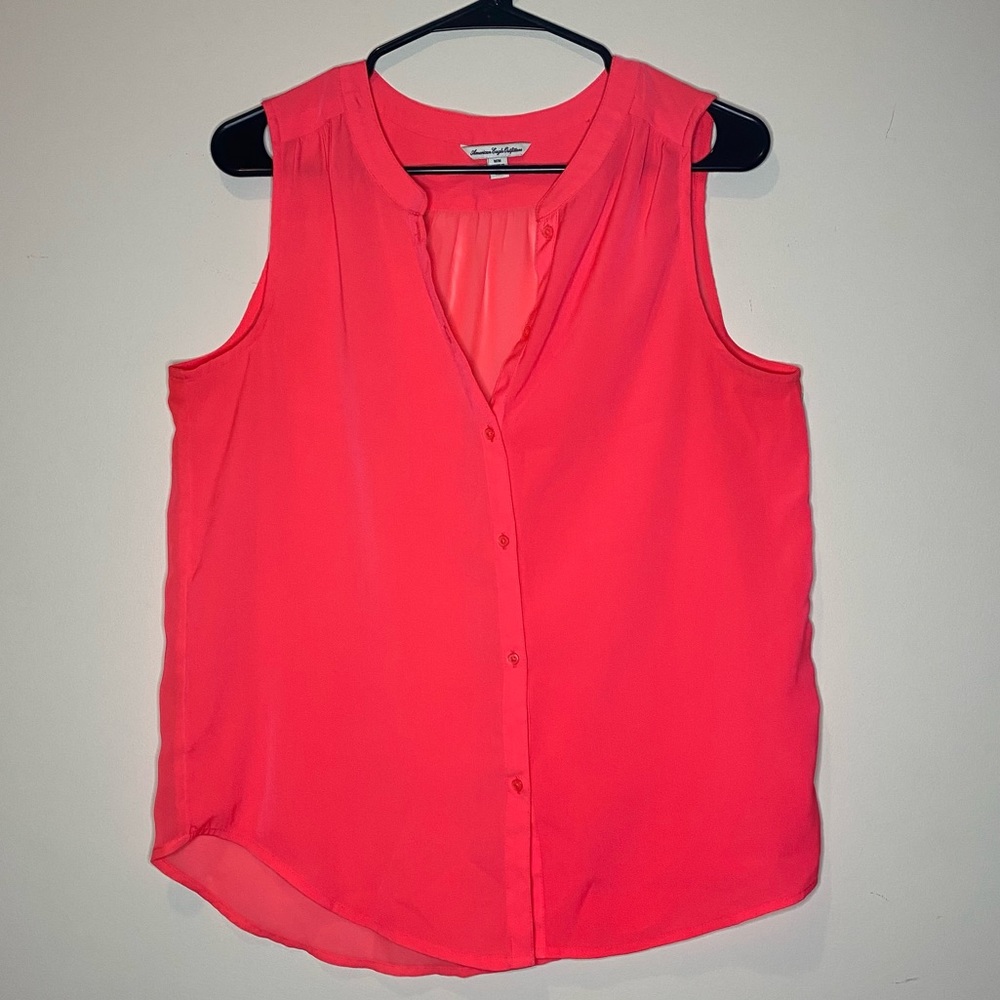 Neon sleeveless, sheer, American Eagle shirt